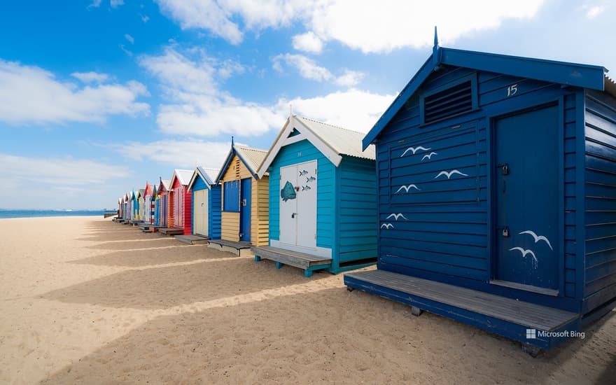 Bathing boxes at Brighton Beach, Melbourne, Victoria, Australia