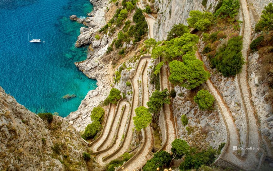 The Via Krupp footpath on Capri island, Italy