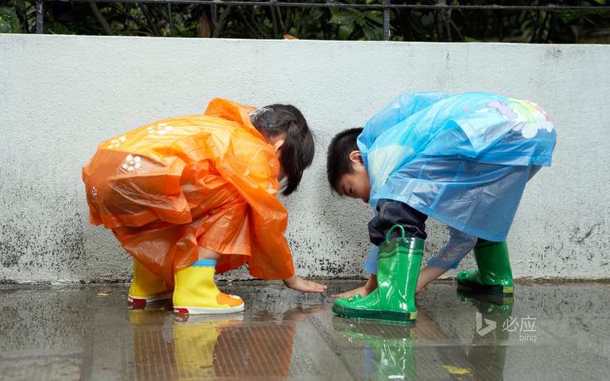 Child in raincoat