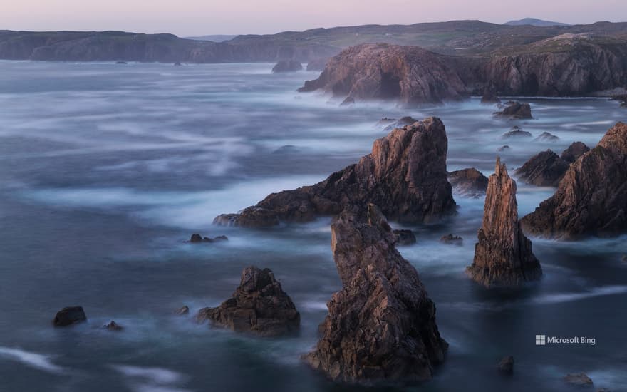 Jagged coastal sea stacks at Mangersta, Isle of Lewis, Outer Hebrides